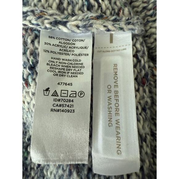 Loft Women’s Size L Blue Cable Knit V Neck Sweater - Picture 6 of 6